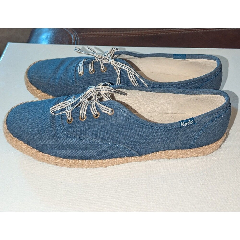 KEDS Women’s Ortholite Size 8 Chambray Jute Lace Up Tennis Shoes Loafers - Picture 10 of 10